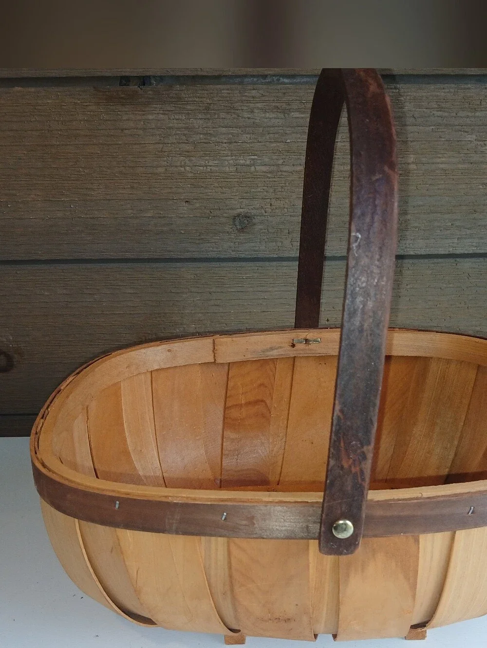 Oval Wicker Basket W Handle Great Shape